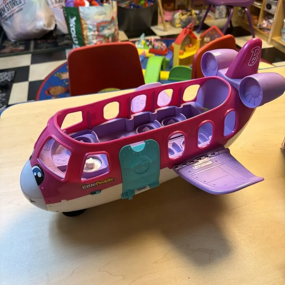 Fisher Price Little People Barbie Dreamplane Airplane Lights Music Pink WORKS